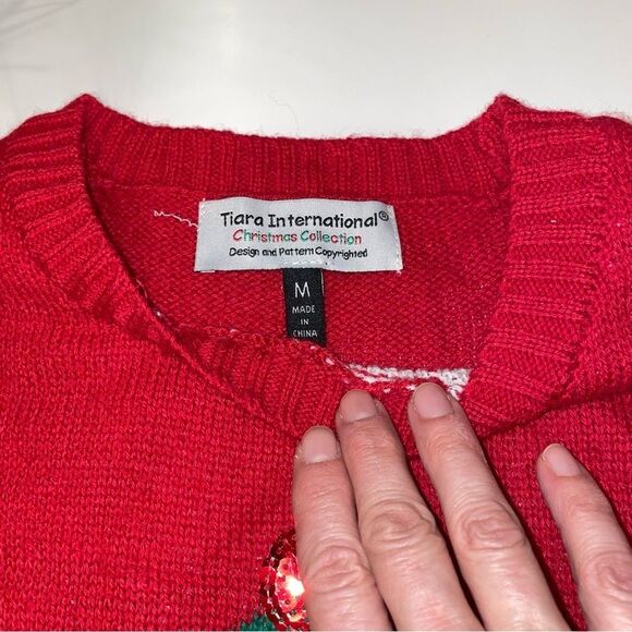 Adorable Vintage Christmas 3d snowman ☃️ holiday sweater Tiara International - Picture 4 of 6